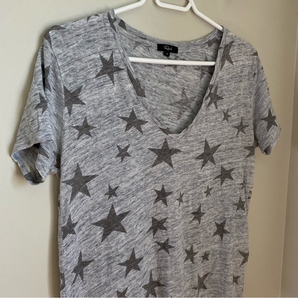 Rails Linen V Neck Top Shirt Tee Cara Gray Star Short Sleeve Size S - Picture 3 of 10
